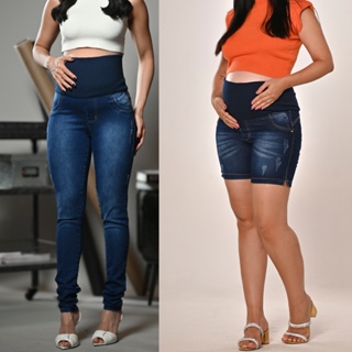 Kit Calça + Short Para Grávida Veste a gestação toda cós Adaptável c/Lycra em Oferta na Shopee