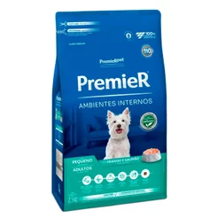 Ração Premier Ambientes Internos para Cães Adultos Raças Pequenas Sabor Frango e Salmão 2,5kg
