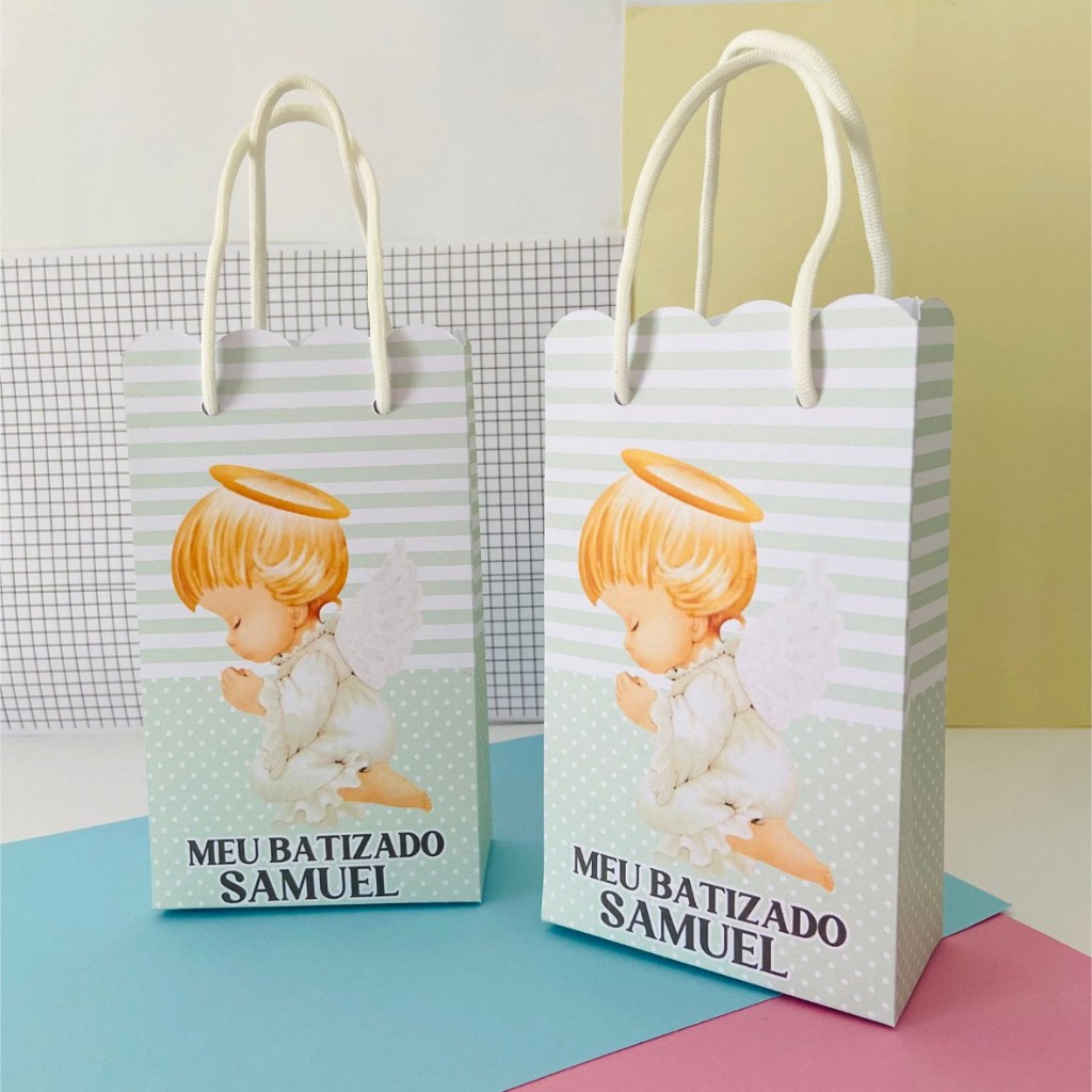 Sacolinha P  BATIZADO VERDE| lembrancinha|personalizados|caixinha personalizada|kit festa