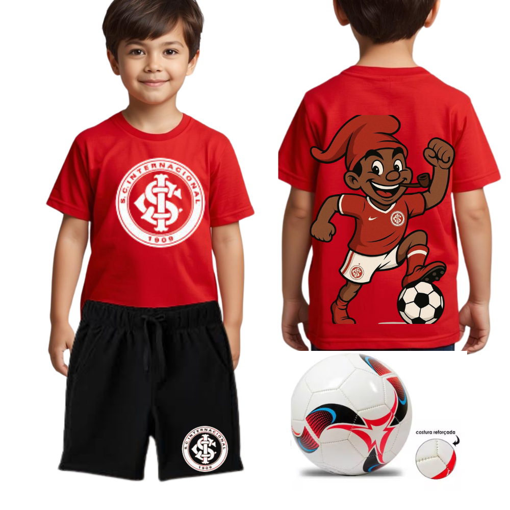 Camiseta Infantil de Time Internacional +bola de futebol  Unissex Estilo Torcida juvenil
