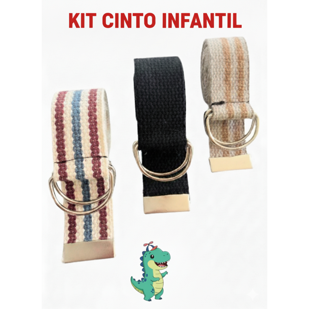 kit cinto infantil correia lona barato fivela argola promocao em Oferta na Shopee