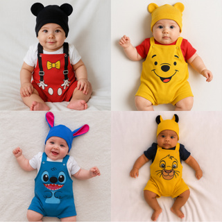 Jardineira Bebê Kit 3 Peças Temático Mesversário 100% Algodão em Oferta na Shopee