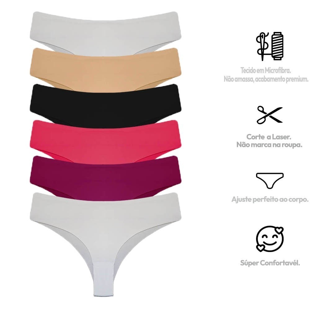 Kit Com 6 Calcinha Corte Laser Tanga Sortidas A43 em Oferta na Shopee
