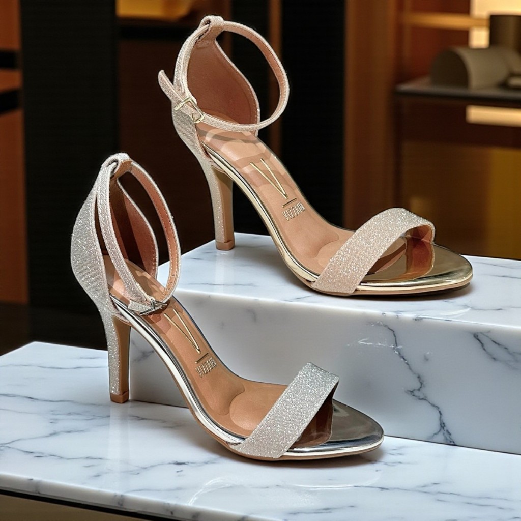 Sandália Feminina Vizzano Salto Alto Fino Festa Social Brilho Casamento Noiva Elegante Mulher6249452