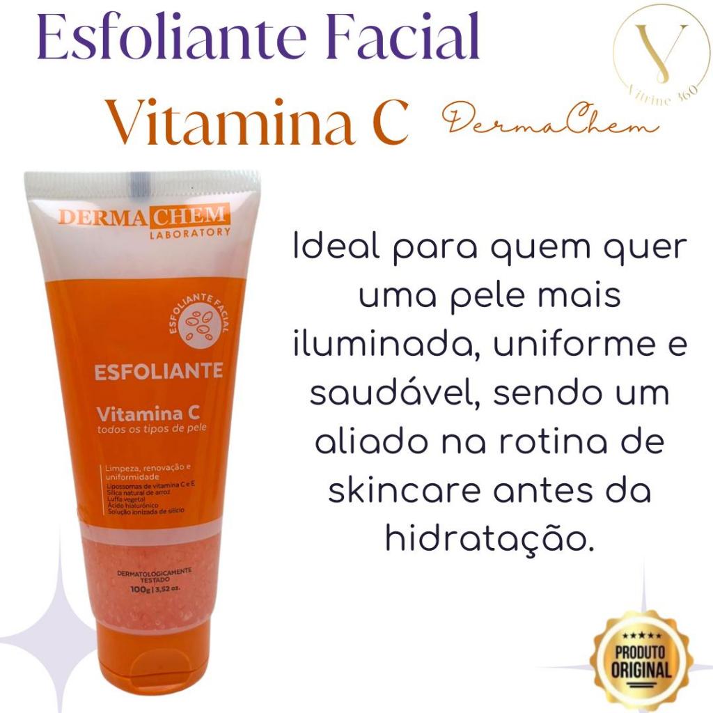 Esfoliante Facial Vitamina C DermaChem 100g Clareador Limpeza Pele Skincare Original