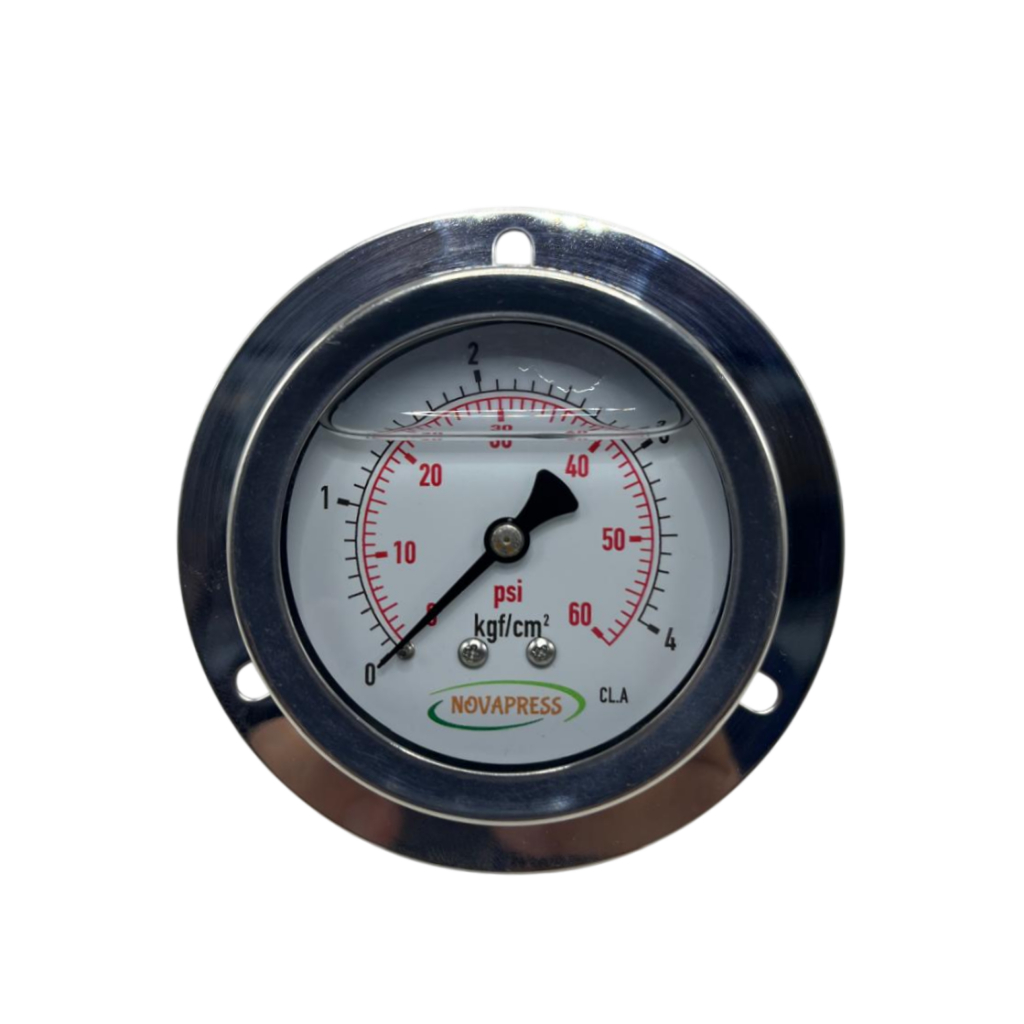Manômetro Com Flange - Diâmetro de 63mm, com Escala de 0-4 Kgf/cm2 X 60 Psi