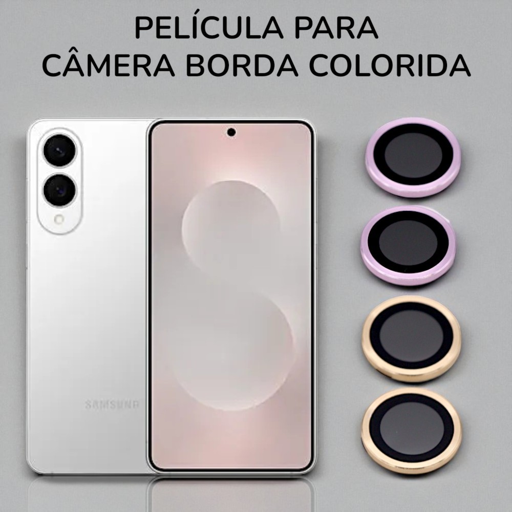 Protetor De Câmera 2x Com Borda Colorida Para S25 Edge