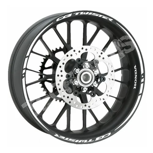 Kit Adesivo Friso De Roda Refletivo Honda Nova Cb Twister Cor Branco/Prata Orbital Duplo