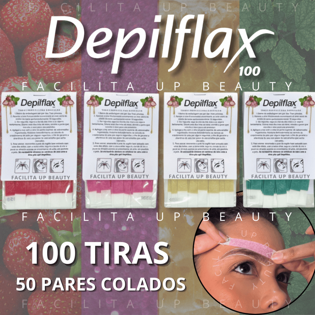 100 Tiras de Cera Depilflax 50 Duplas para Sobrancelhas e Buço - Depilação Rápida e Precisa 100 Tiras de Cera Depilflax 50 Duplas para Sobrancelhas e Buço - Depilação Rápida e Precisa