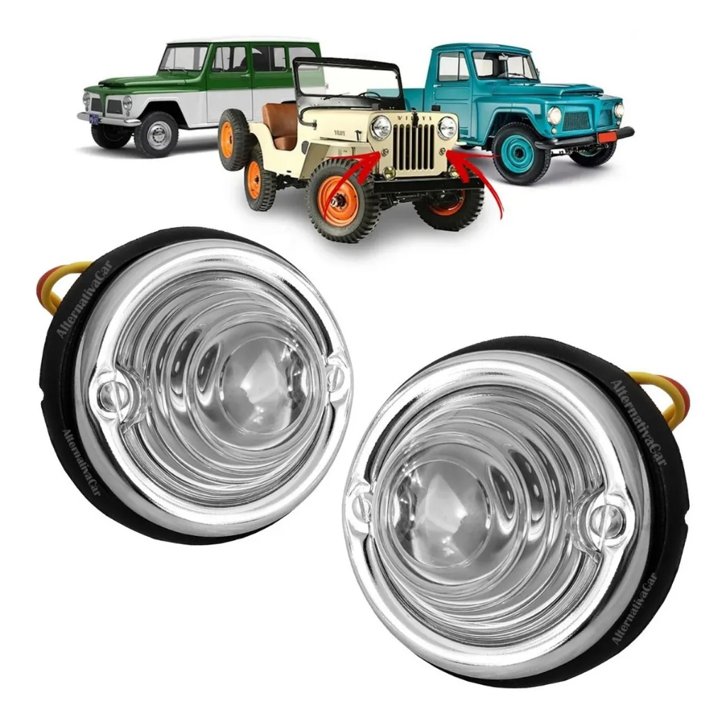 Par Lanterna Pisca Dianteiro Jeep - Rural - F75 Willys 70mm