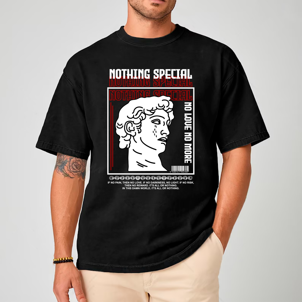 Camiseta Oversized Unissex Nothing Special Estátua Streetwear 100% Algodão Exclusiva Conforto & Estilo