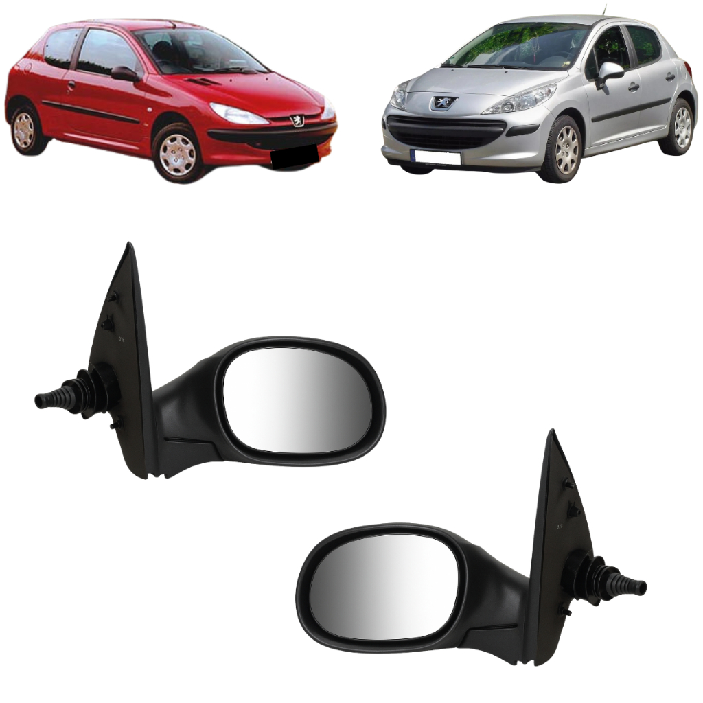Par Retrovisor Peugeot 206 207 1999 2000 2001 2002 2003 2004 2005 2006 2007 2008 2009 2010 2011 2/4 Pts Com Controle