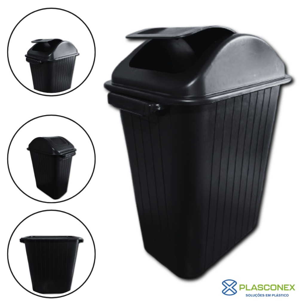 Cesto Lixeira 20 Litros Preto P/ Cozinha ou Banheiro
