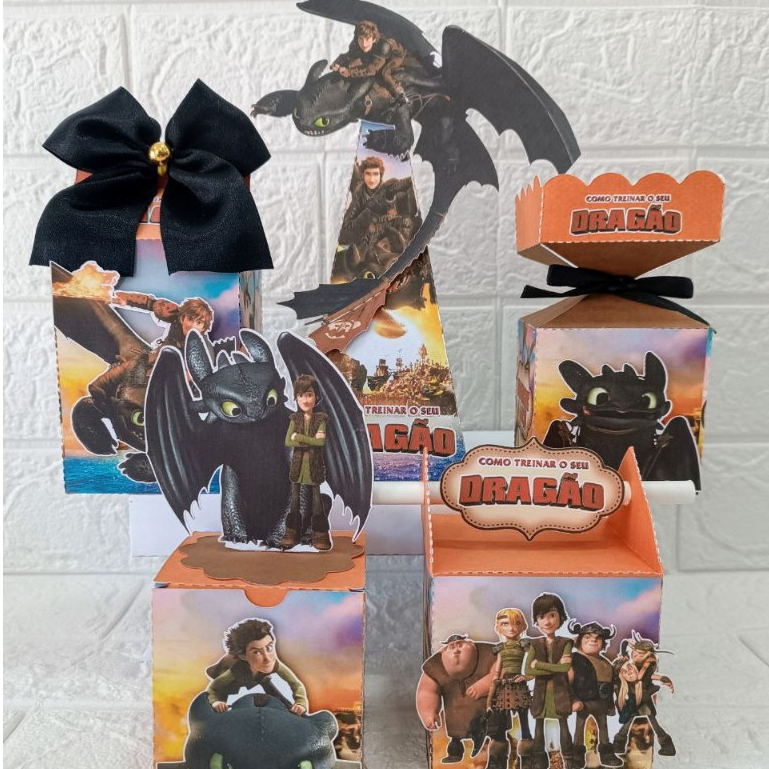 Kit Festa -  Lembrancinhas Personalizada Como Treinar seu Dragão - Caixinhas Personalizadas - Papelaria Personalizada -