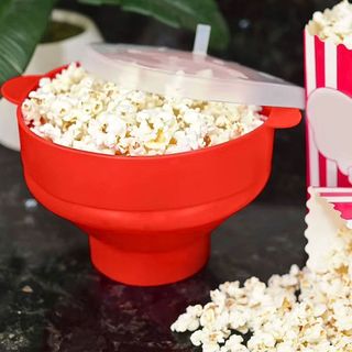 Pipoqueira Grande Para Micro-ondas Sem Óleo Balde Pipoca Silicone Redonda Com Tampa Livre…