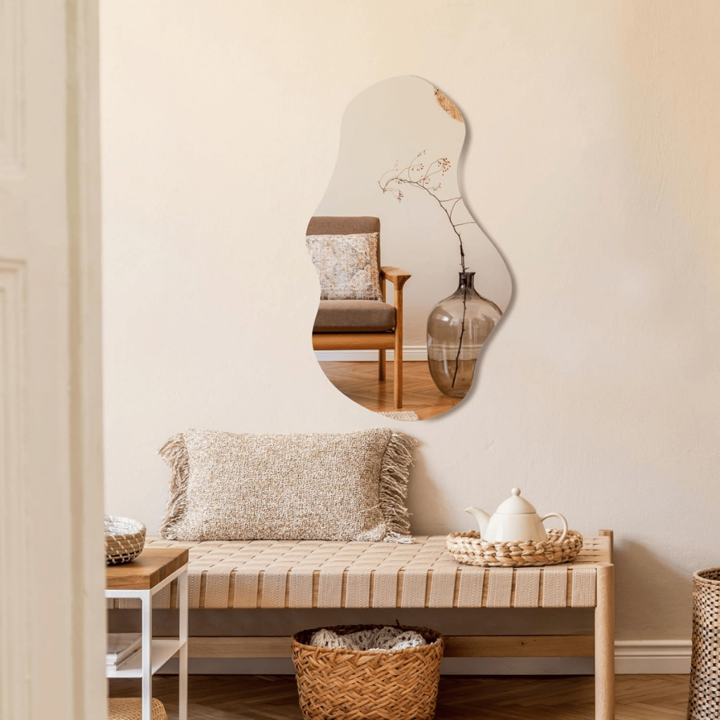 Espelho Grande Orgânico 90x60cm Corpo Inteiro Polido Decoração Quarto Sala Banheiro Hall em Oferta na Shopee