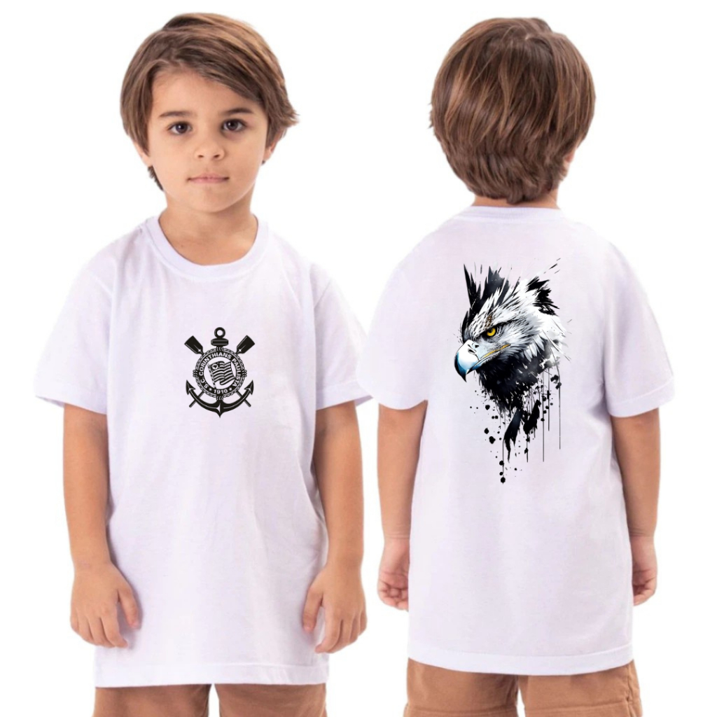 Camiseta Infantil Juvenil Unissex Gaviões Corinthians Estampada frente e atras gavião  Torcedor Camisa 100% Algodão em Oferta na Shopee