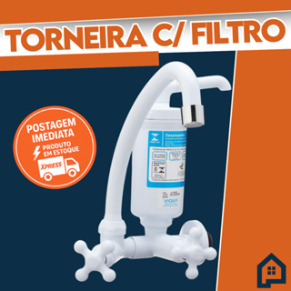 Torneira Bica Móvel com Filtro Cozinha Marujá | Viqua ABS Econômica Branca Parede em Oferta na Shopee