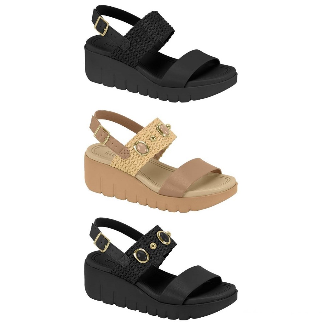 Sandália Feminina Moleca Anabela Com Pedrarias 5536.110