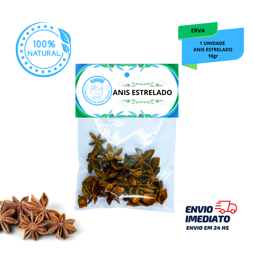 Anis Estrelado 10g Erva Aromática para Banho Espiritual Chás Simpatias Proteção Energética Prosperidade e Boas Vibrações