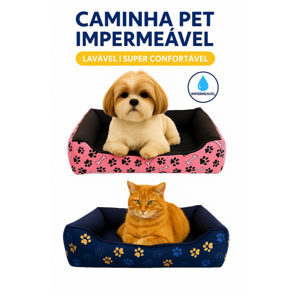 Kit 2 caminha Caminha Pet Impermeável e Lavável Para Cães e Gatos Confortável 45cm 45cm Azul ou Rosa em Oferta na Shopee