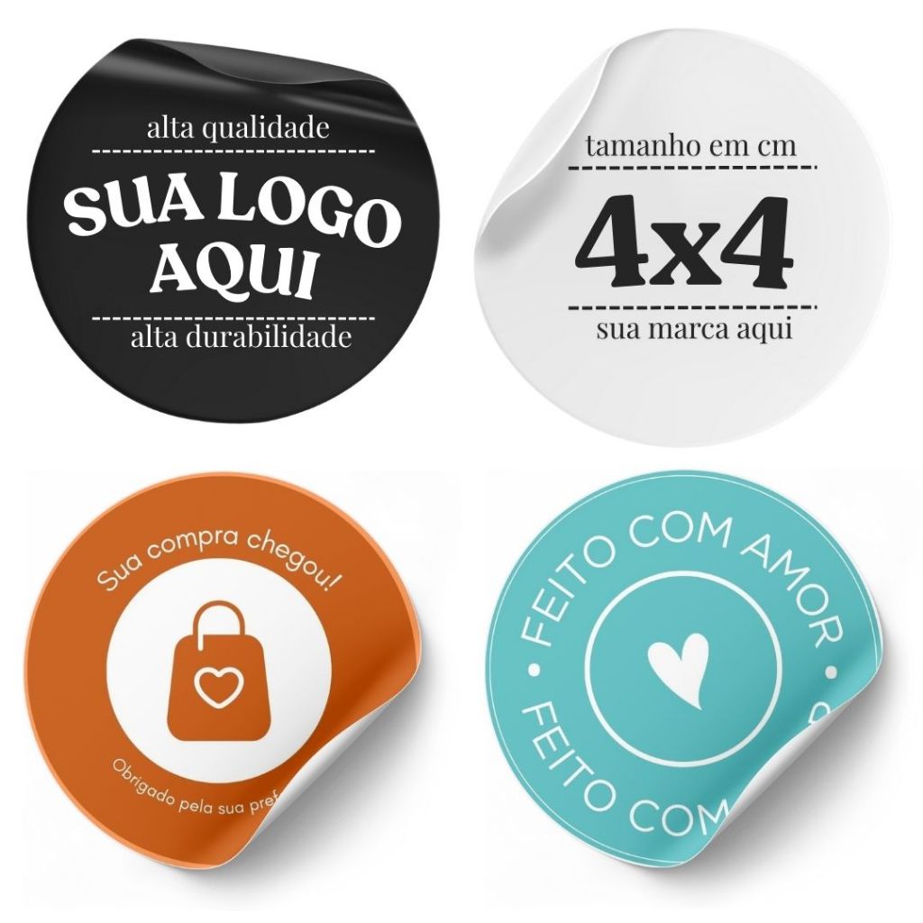 Adesivo Personalizado Tamanho 4X4 Resistente Sol e Água Alta Durabilidade Faça o Seu Personalizado