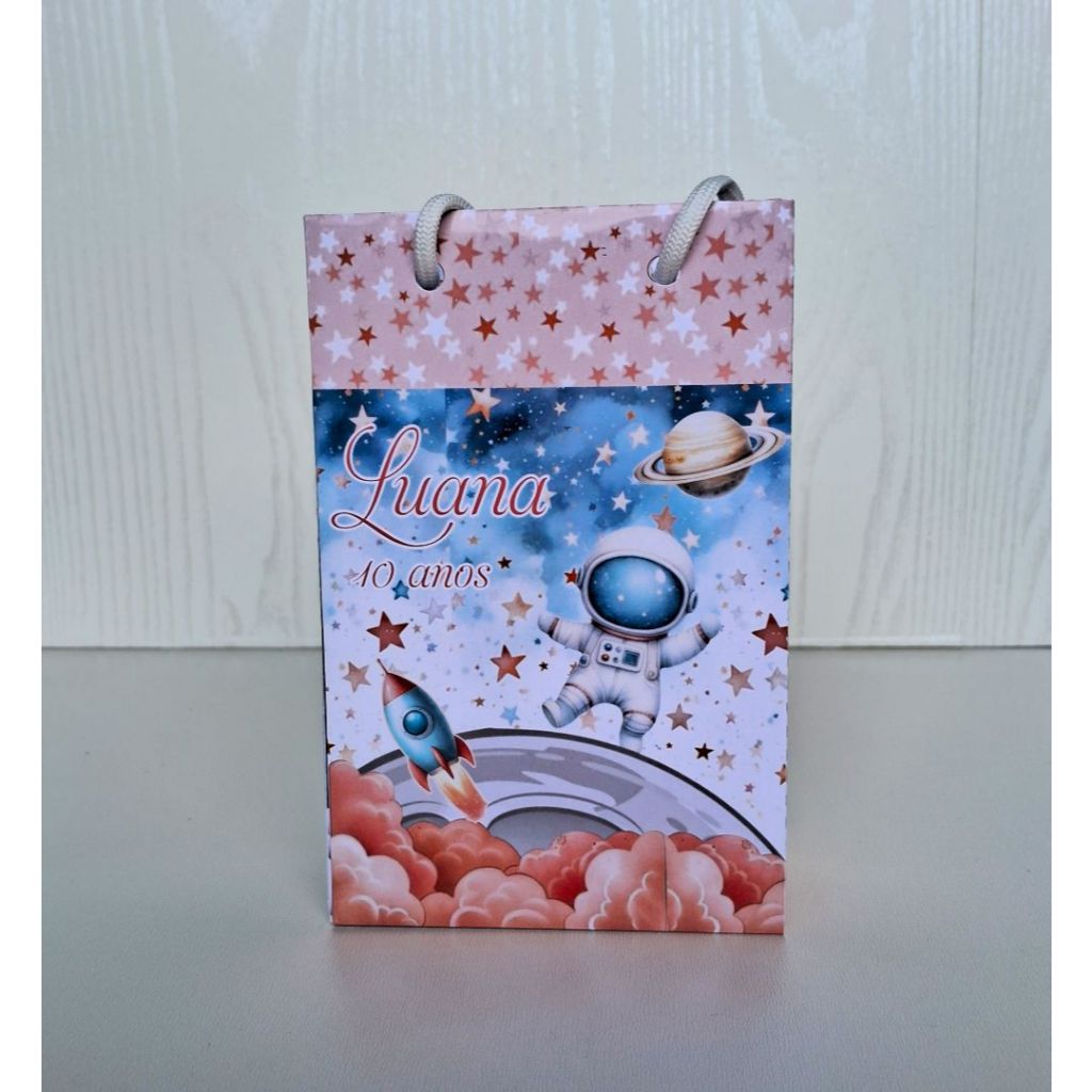 Sacolinha G Personalizada ASTRONAUTA MENINA /Lembrancinha de Festa /Aniversário