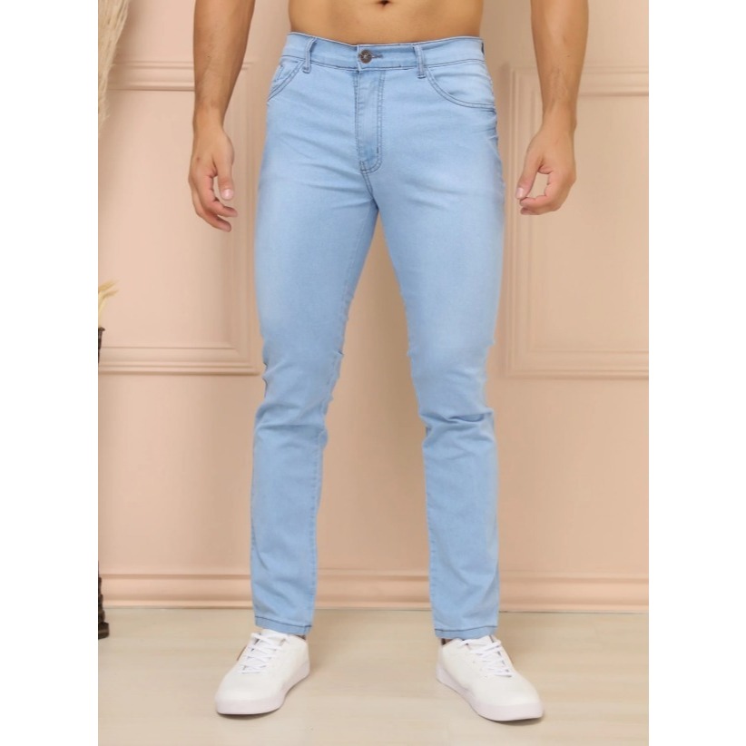 Jeans Claro Masculino Slim Fit – Corte Ajustado, Tecido Resistente
