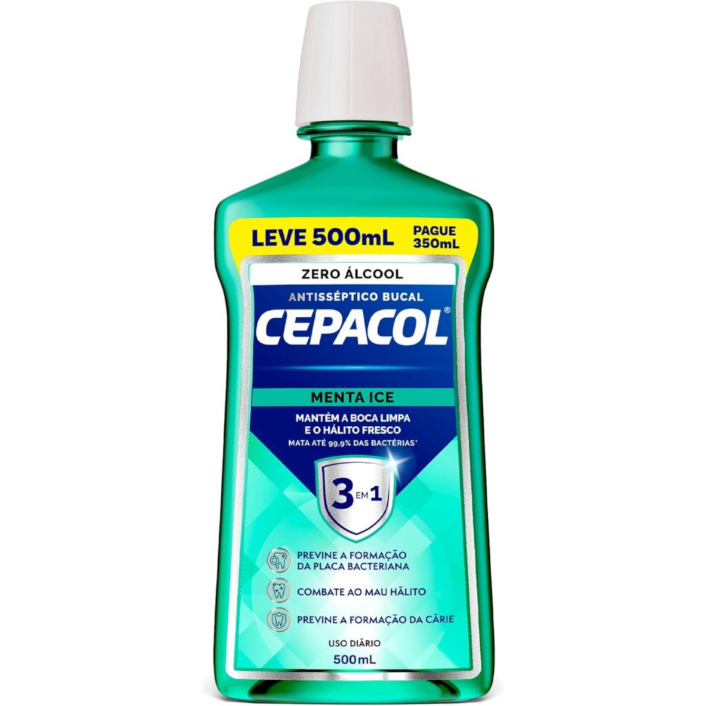 Enxaguante Bucal Cepacol Menta Ice Sem Alcool Leve 500ML Pague 350ML em Oferta na Shopee