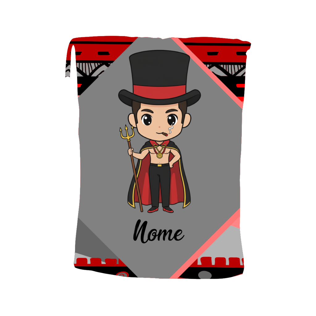 Saquinho Porta Guia - Umbanda Cute -  Aláfia - Exu - Com Nome Personalizado - Tranca Rua Marabô Tiriri Caveira