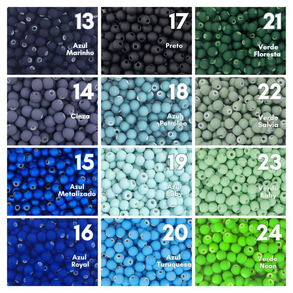 Miçanga emborrachada 6mm monte seu kit de 200 - 1500 unidades