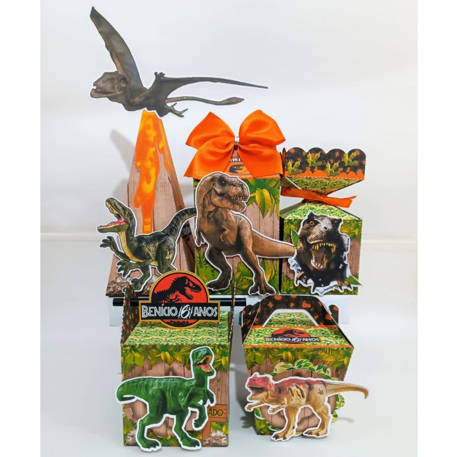 Kit Festa -  Lembrancinhas Personalizada Dinossauro Jurassic - Caixinhas Personalizadas - Papelaria Personalizada
