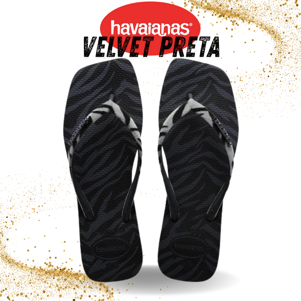 Chinelo Havaianas Slim Square Velvet Preta em Oferta na Shopee