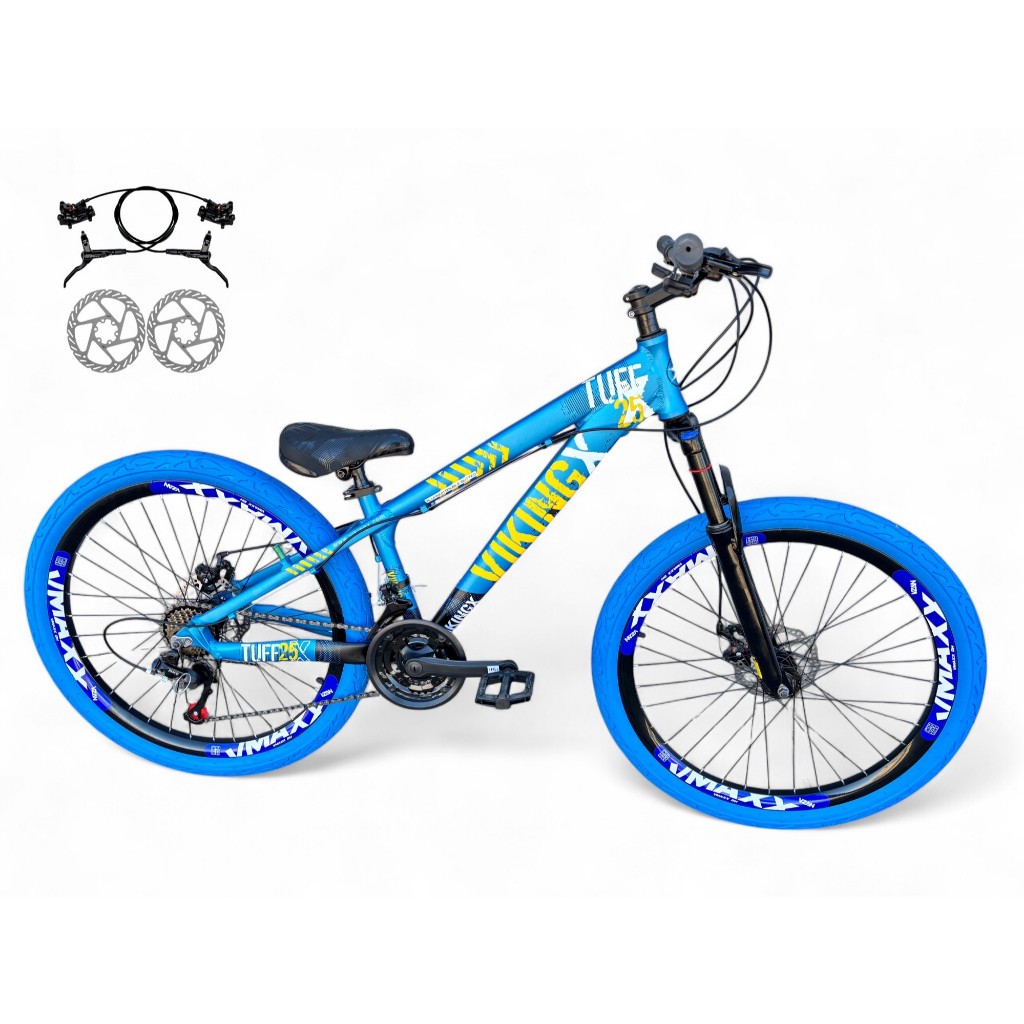 Bicicleta Aro 26 Vikingx Tuff Freio a Disco Hidráulico 21v Freeride Downhill  Rodas Vmaxx Garfo Suspensão Pneu Flame