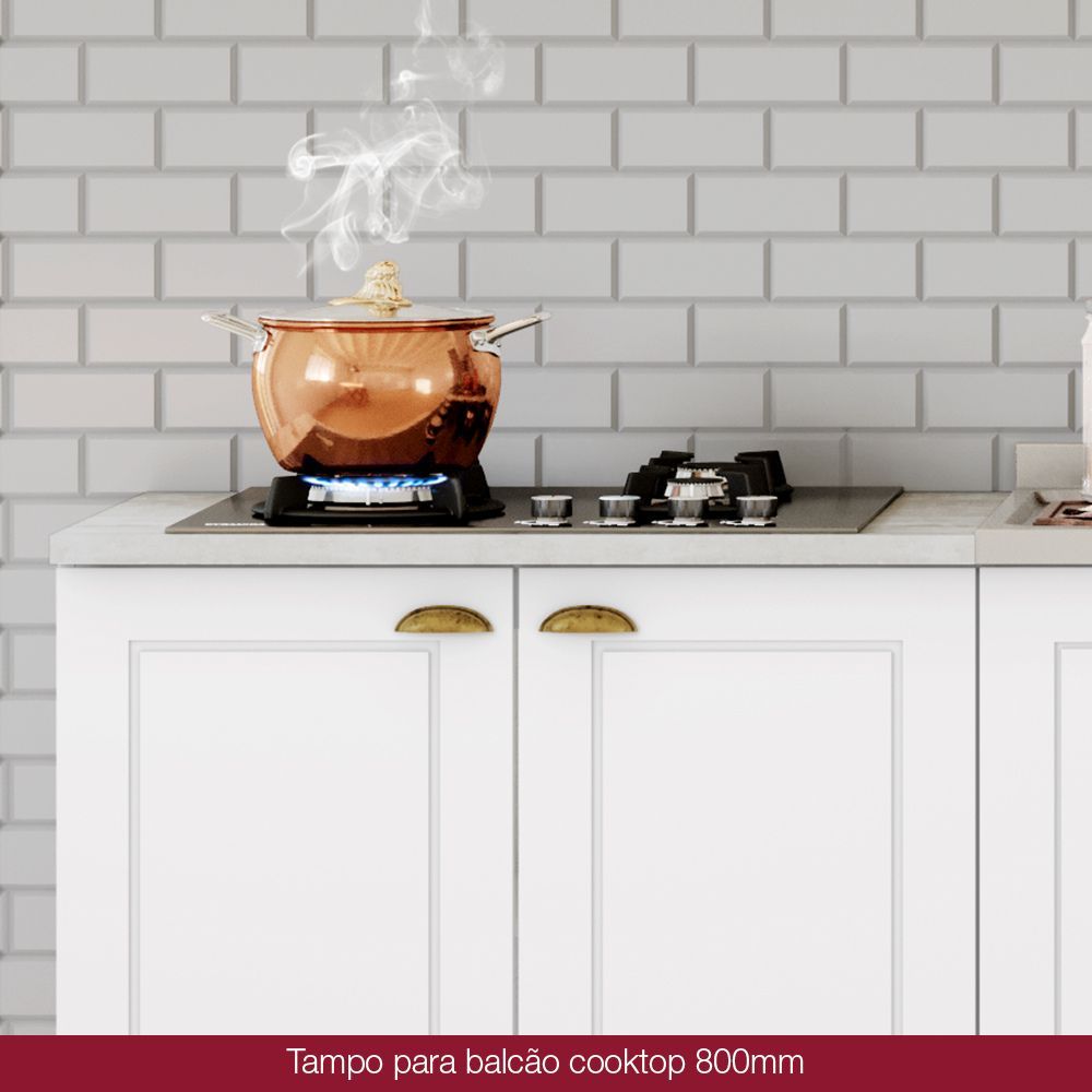 Detalhes do Tampo para Balcão 80cm Cooktop Americana Estrutura em MDF 15mm Henn