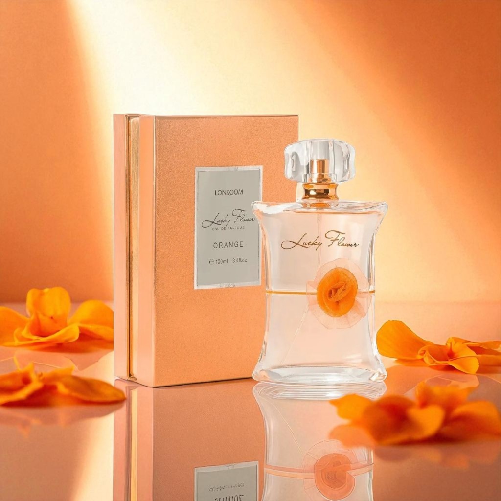 Perfume Lucky Flower Orange Lonkoom Eau de Parfum 100ml – Feminino, Floral Frutado Cítrico e Vibrante