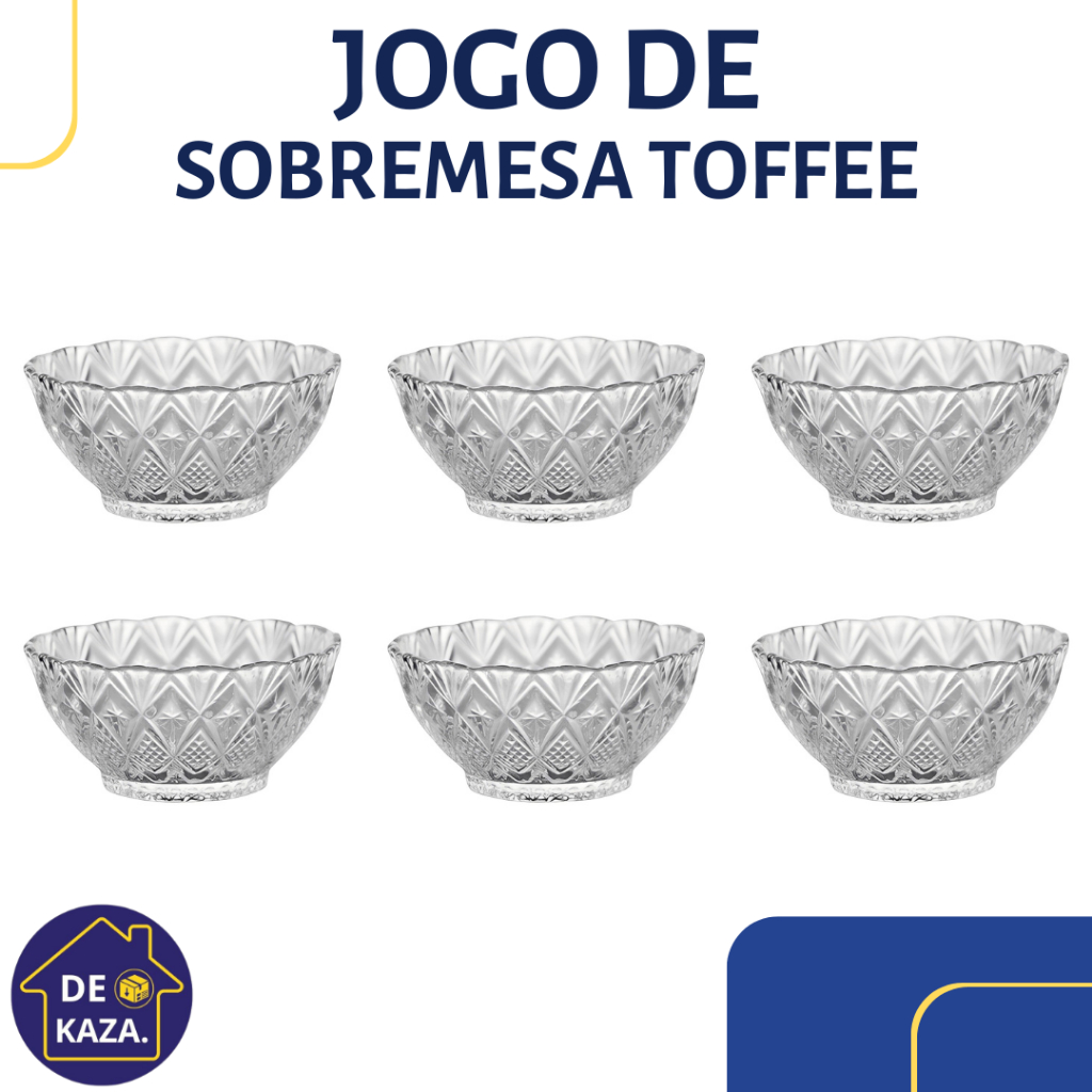 Jogo 6 Potes De Sobremesa Toffee em Vidro - 150ml