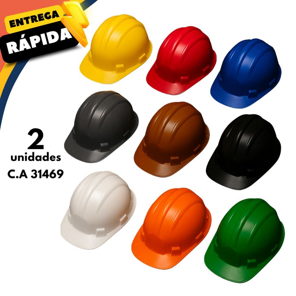 Kit 2 Capacete de Segurança Proteção Para Cabeça Impacto Obra Construção Civil com Kit Carneira