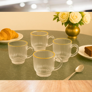 Jogo 4 Xícaras 170ml Graffiato Borda Dourada Chique - HAUSKRAFT em Oferta na Shopee