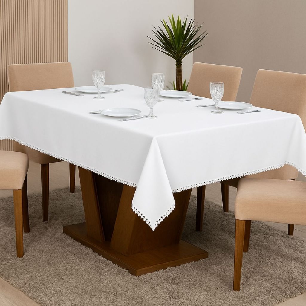 TOALHA DE MESA OXFORD 1,50X1,50M COM BORDADO ULTRASSONICO em Oferta na Shopee