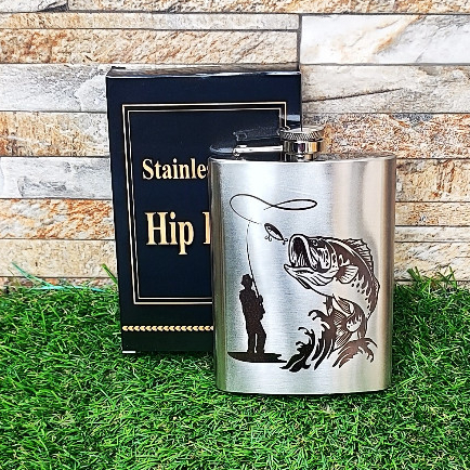 Cantil de whisky CANTIL DE BEBIDA ARTE LASER TEMA: PEIXE PESCARIA - IDÉIAS DE PRESENTE