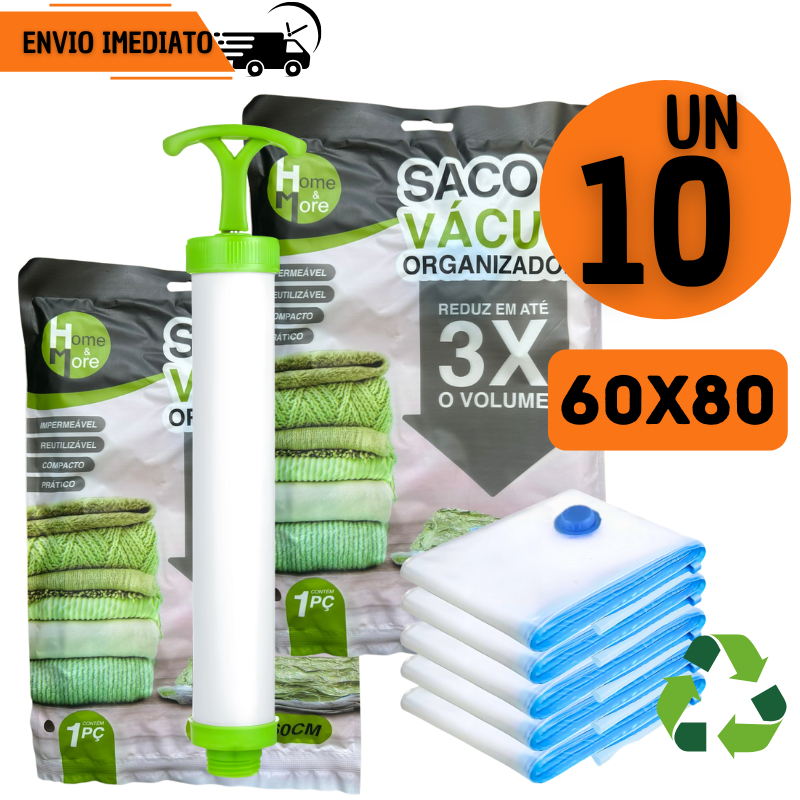 Kit 10 Saco a Vácuo 60x80 Anti-Mofo e Anti-Ácaro Com Proteção Total
