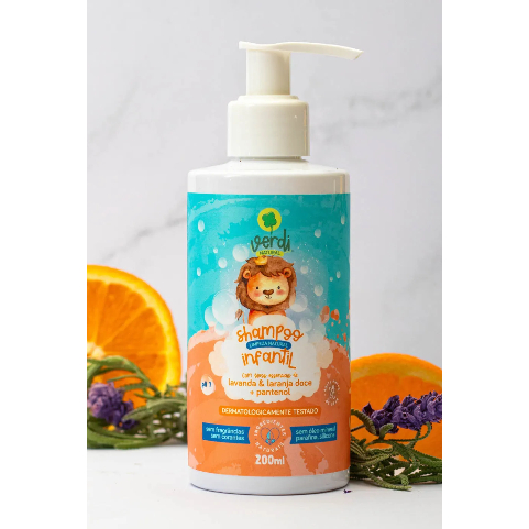 Shampoo Infantil Vegano Óleos Essenciais Lavanda e Laranja Doce Verdi Natural