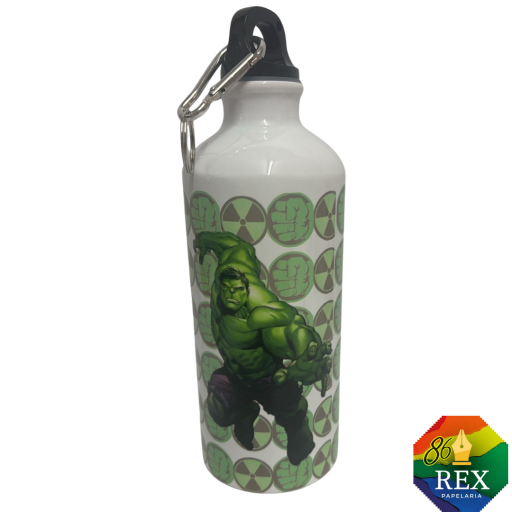 Garrafa Hulk Personalizada com Nome 600ml Alumínio Squeeze Marvel Vingadores Cantil Escolar Infantil