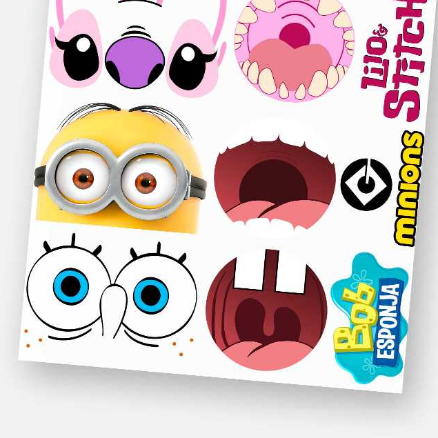 Cartela DTF UV A4 - Tema: BOCÃO 2 - Adesivo para produtos rígidos