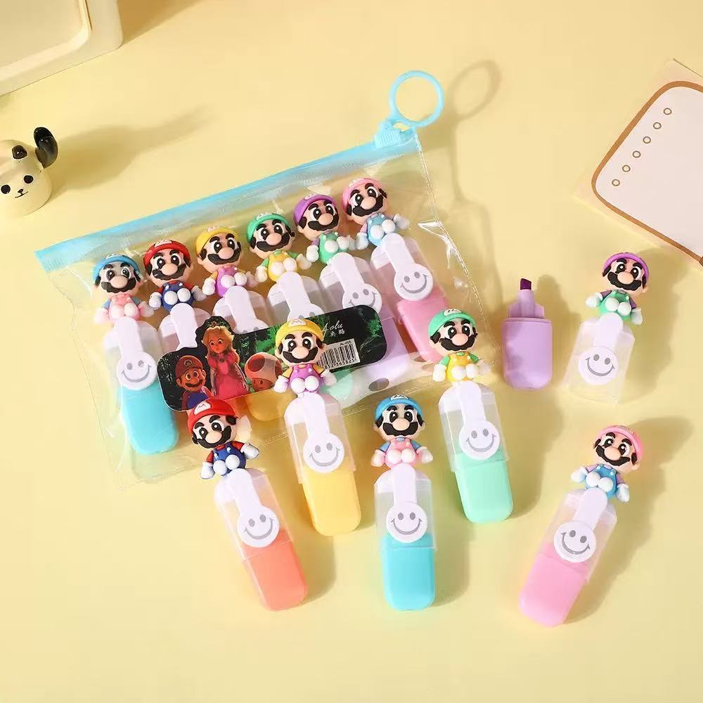 Marcadores Gráficos com personagens com 6 cores para escola e presente em Oferta na Shopee