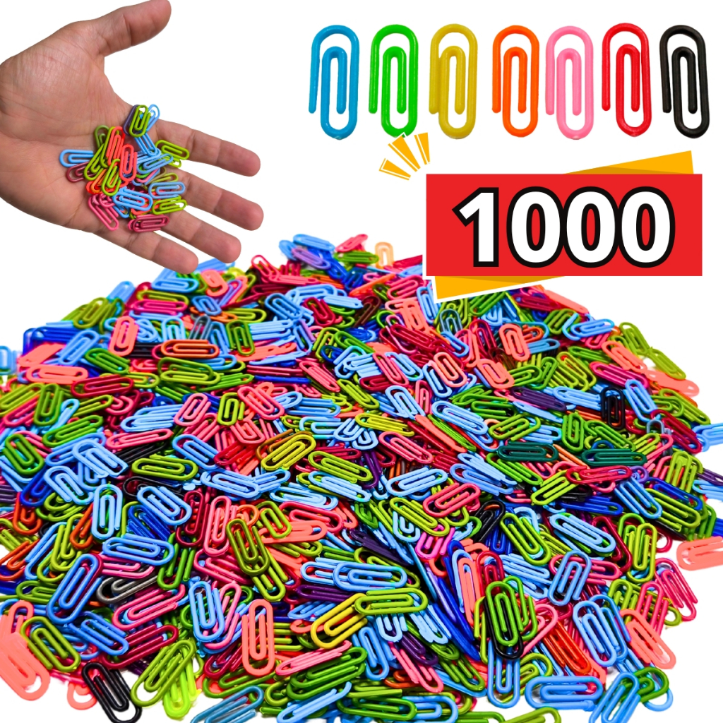 1000 Clips Colorido Prendedor De Papel 25 mm Plástico Kawaii Papelaria Fofa