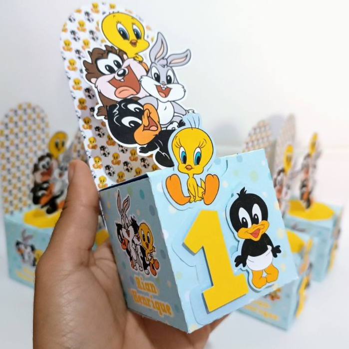 Caixa Cenario Baby Looney Tunes | Personalizados | Lembrancinhas | Festa infantil | Aniversário