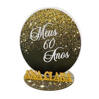 12 Centros de Mesa 60 anos preto DOURADO Personalizado Lembranças Festa em Oferta na Shopee