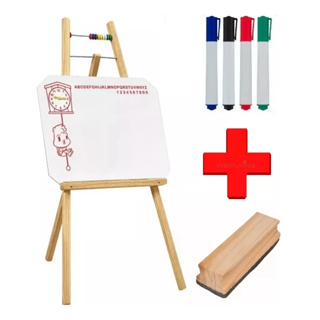 Lousa Quadro  Branco  Infantil  Com  Cavalete + Apagador + Canetas em Oferta na Shopee